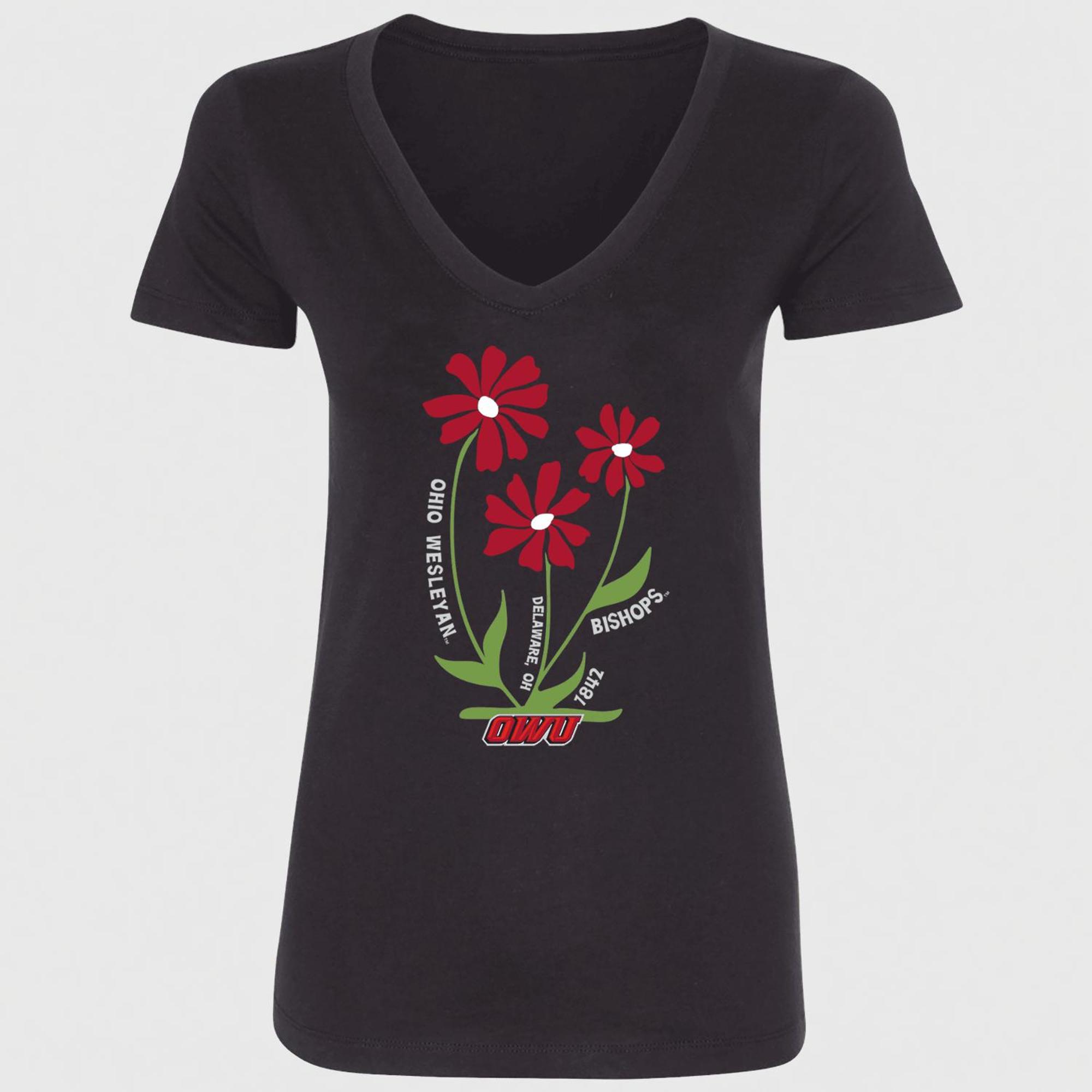 Product image 1 of 1 for OWU Short Sleeve Tee V-Neck Ladies Fa Flower Vintage *Clearance*
