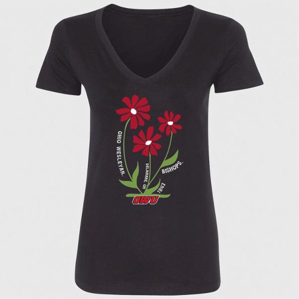 OWU Short Sleeve Tee V-Neck Ladies Fa Flower Vintage *Clearance*; $23.99