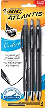 image of: BIC Atlantis Comfort Black Pens- 3 pack