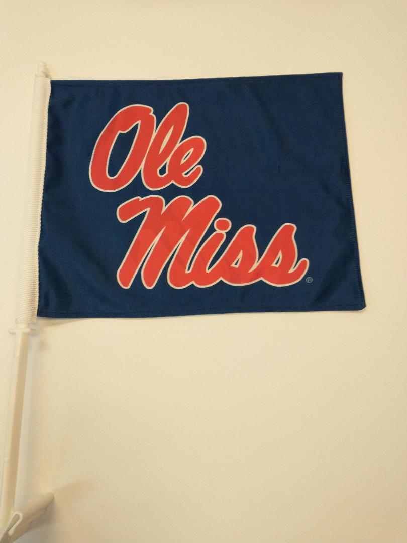image of: Ole Miss Script Car Flag Navy