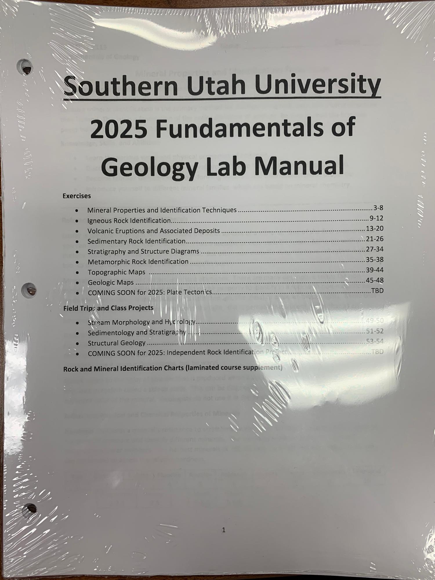 Cover image for GEO 1115 LAB MANUAL
