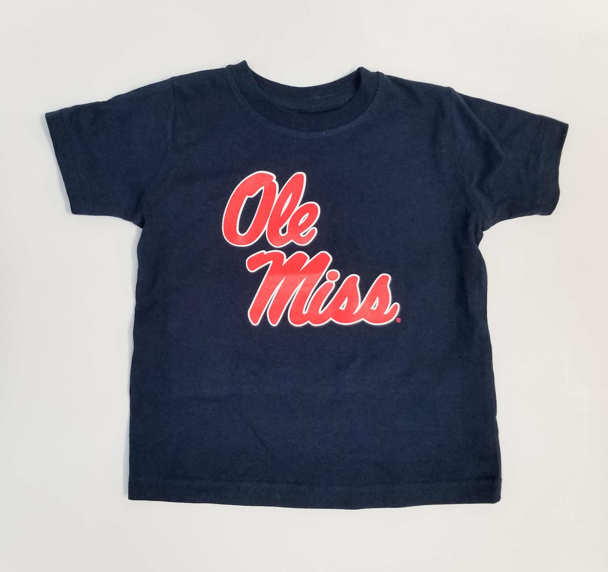 image of: Toddler Ole Miss Stacked Script Short Sleeve Tee