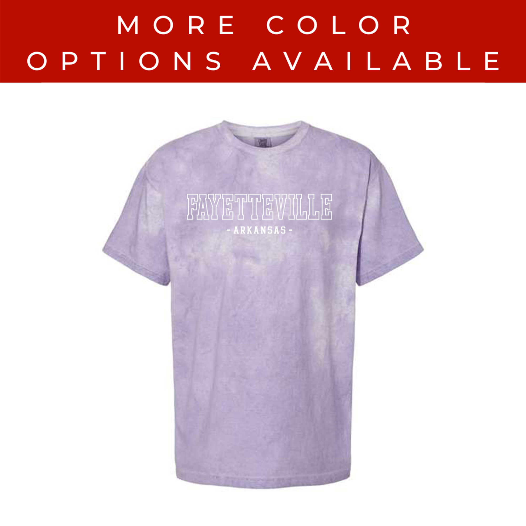 image of: Fayetteville Arkansas Comfort Color Tie Dye Short Sleeve Tee