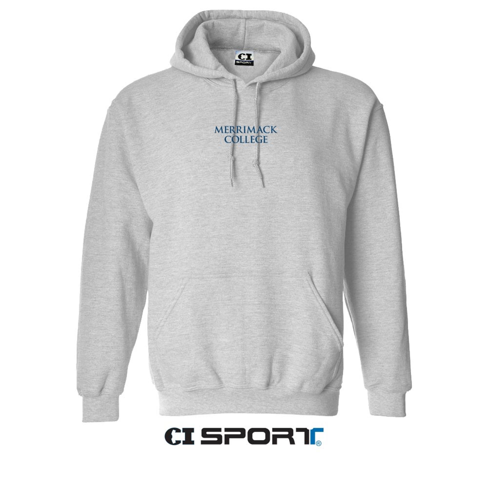 image of: Merrimack College EMB Ash Grey Hoodie