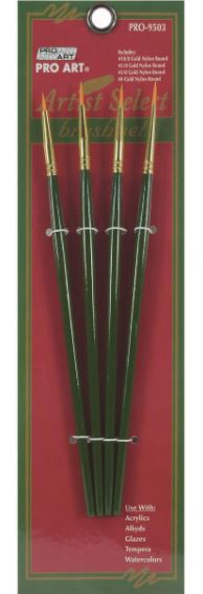 image of: Artist Select Brush Set Gold Nylon Small Rounds