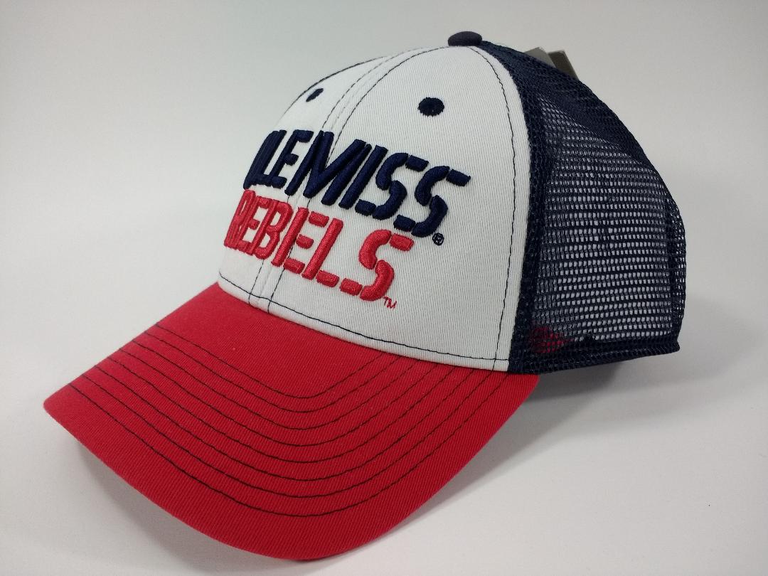 image of: Ole Miss Rebels Digital Font Tri-Tone Mesh Snapback Hat