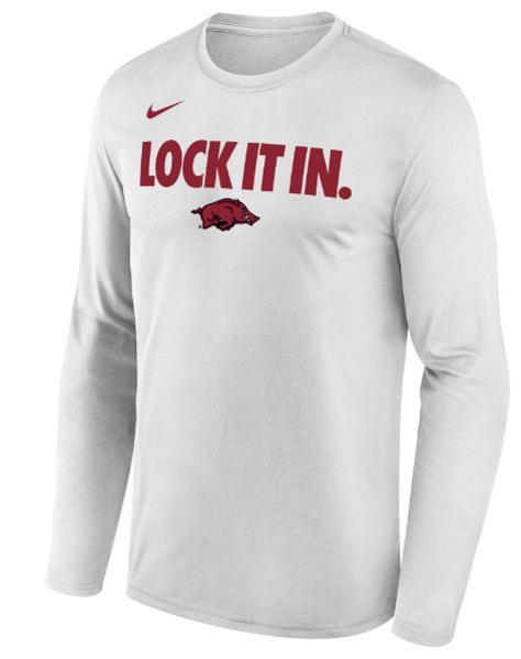 Arkansas Razorbacks Nike 2026 Long Sleeve Bench Tee; $45.00