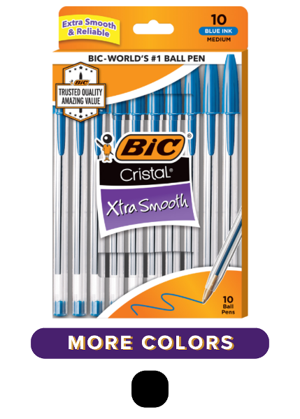 BIC Cristal Xtra Smooth Ballpoint Pen, 10 Pack; $4.99