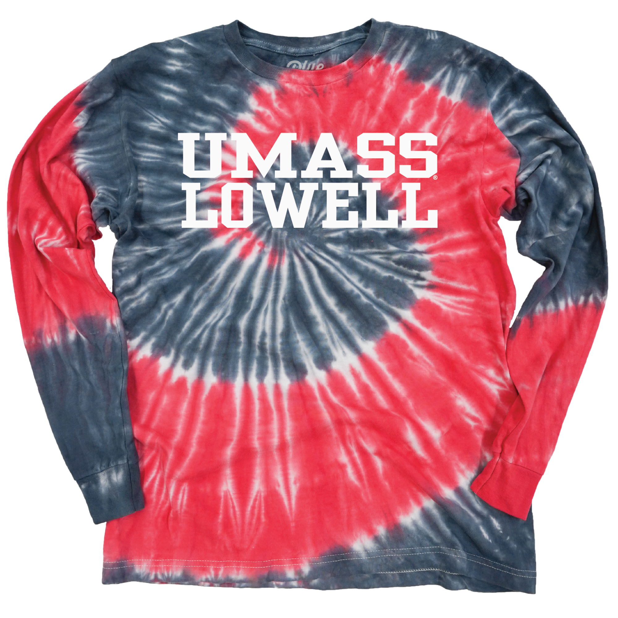 UMass Lowell Navy/Red Tie Dye Long Sleeve Tee