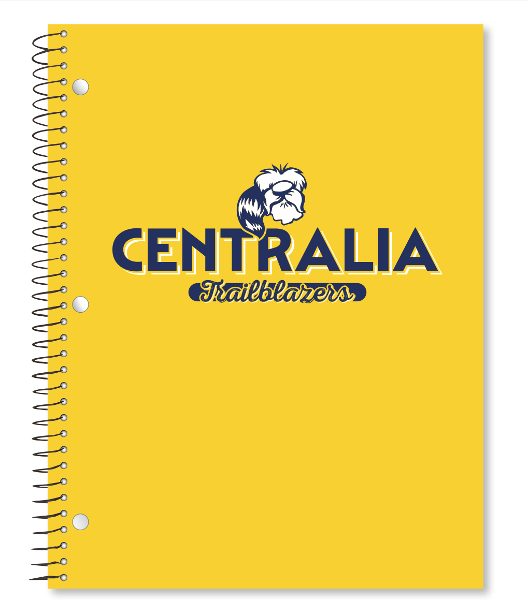 Centralia Trailblazers Yellow Notebook; $4.79