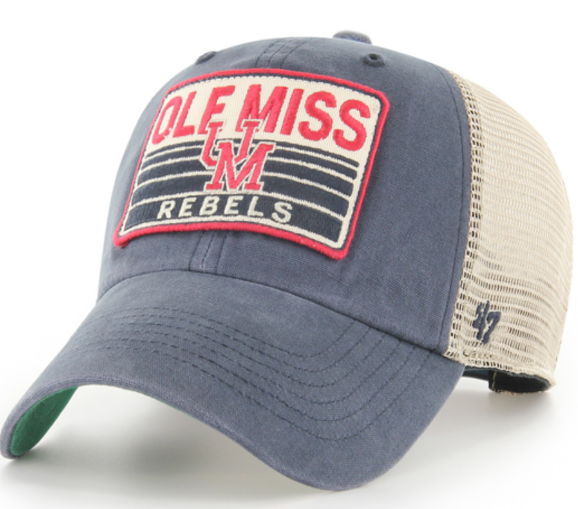 image of: Ole Miss Four Stroke Stripe Patch Clean Up Adjustable Hat Navy