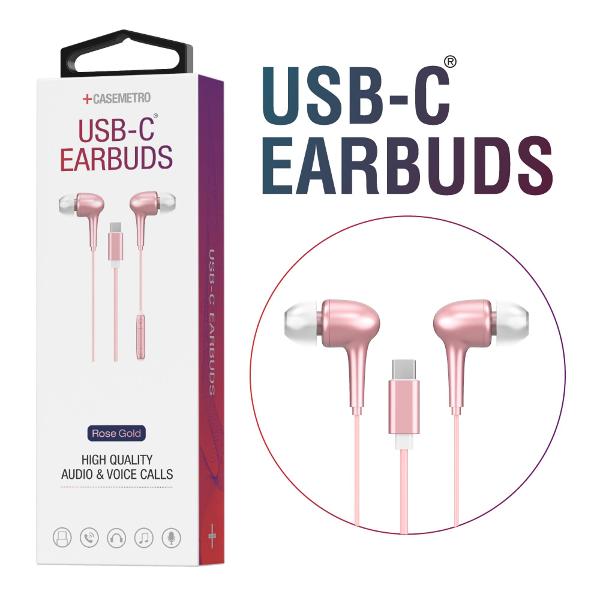 EARBUDS USB-C ROSE GOLD; $11.99