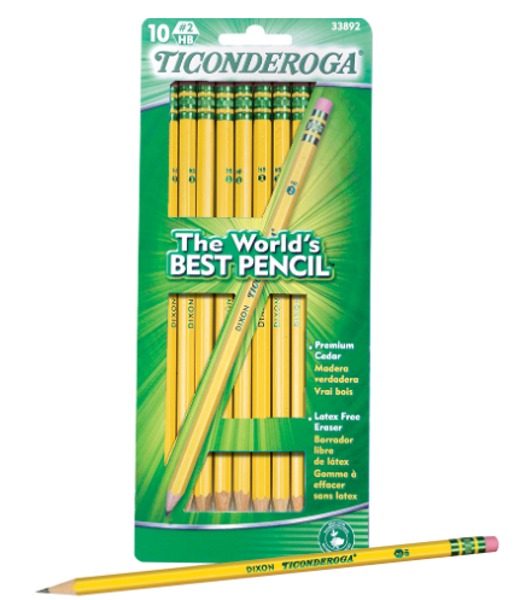 Ticonderoga #2 Woodcase Pencils, 10 Pack, Sharpened; $7.98