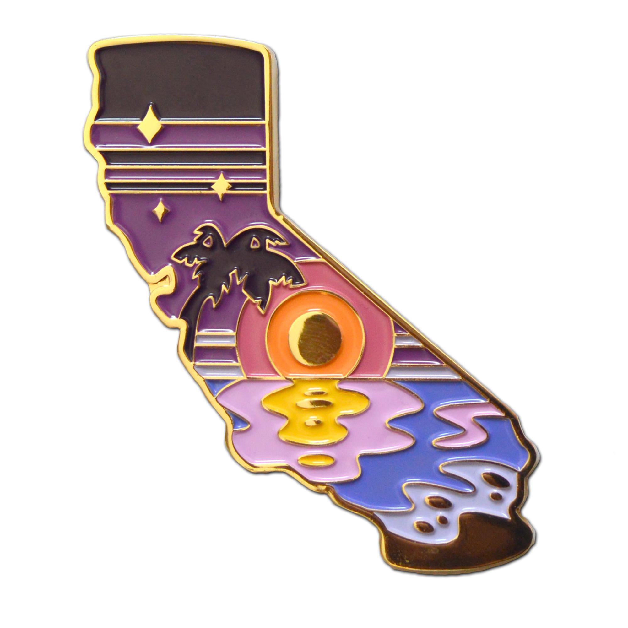 image of: California Retro Sunset Enamel Magnet