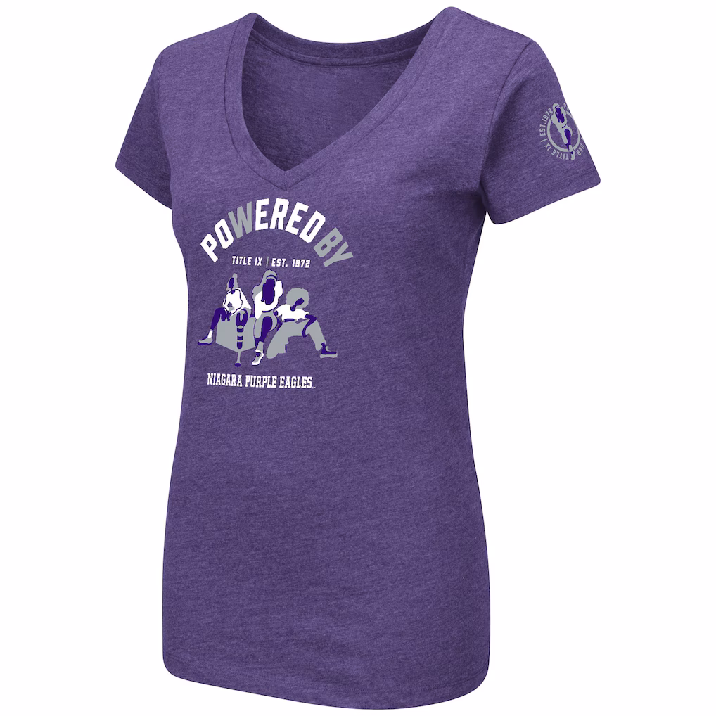 Product image 1 of 1 for University of Wisconsin Stevens Point Women's Playbook Short Sleeve V-Neck Title IX, Purple