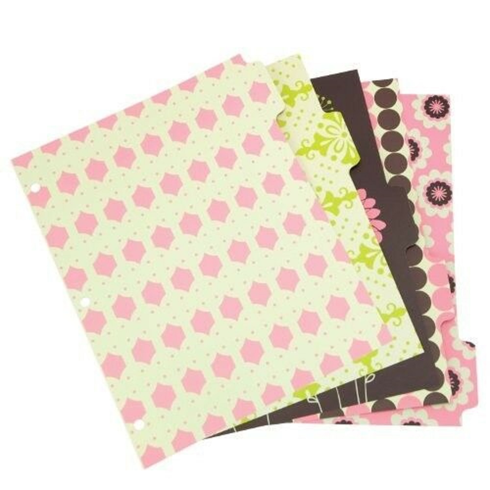 image of: Wilson Jones Re-Cycle Decorative Tab Dividers Light Green w/ Pink Hexagon