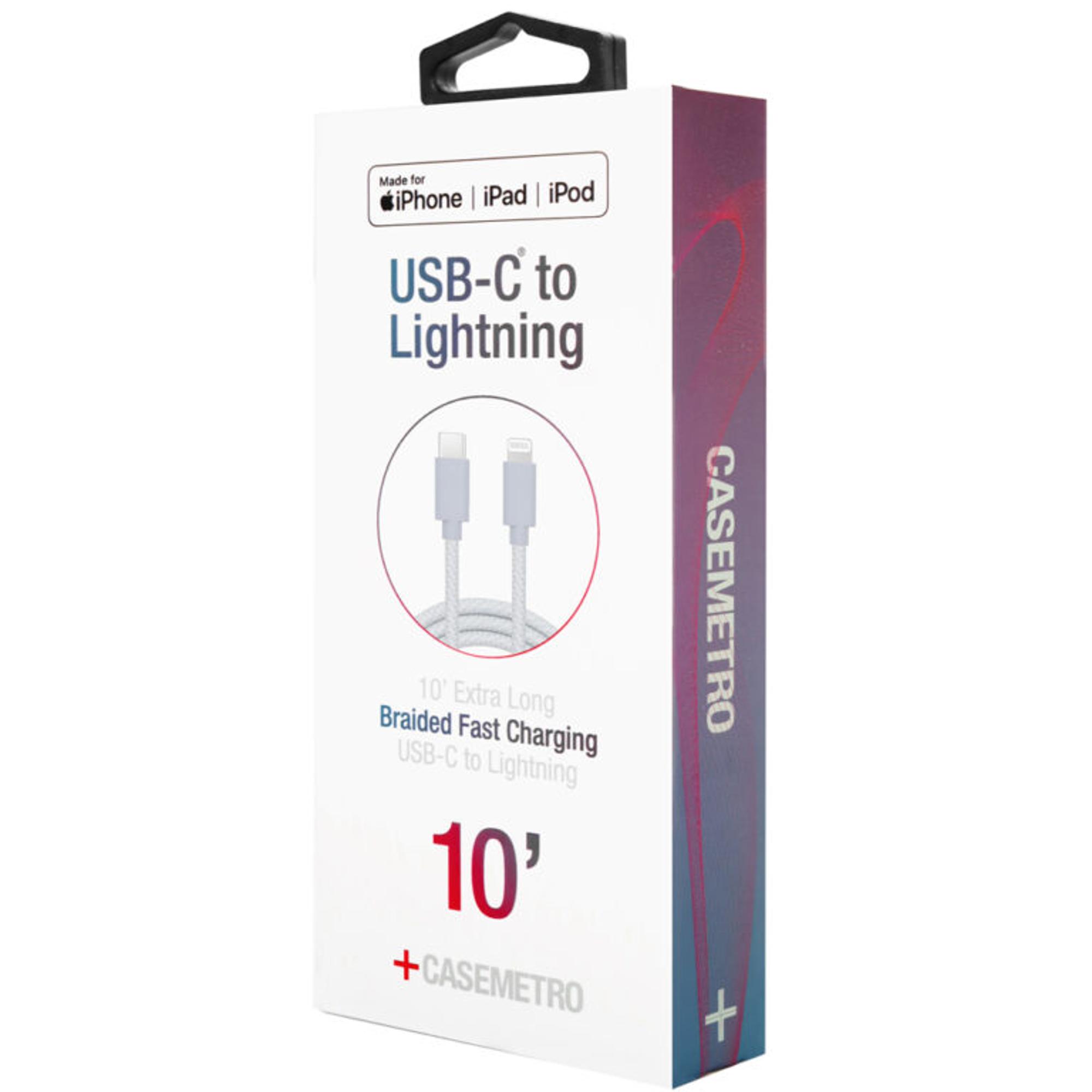 image of: CABLE 6' LIGHTNING USB-C FAST BRAIDED BLUE