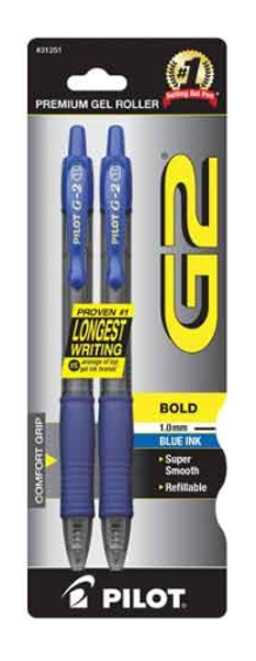Pilot G2 1mm Retractable Ballpoint Pen, 2 Pack; $6.98