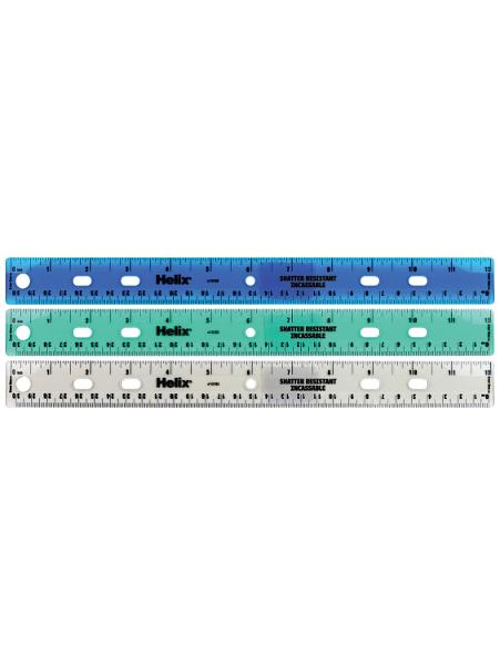 Helix Shatter Resistant 12in Ruler, Assorted Colors; $2.98