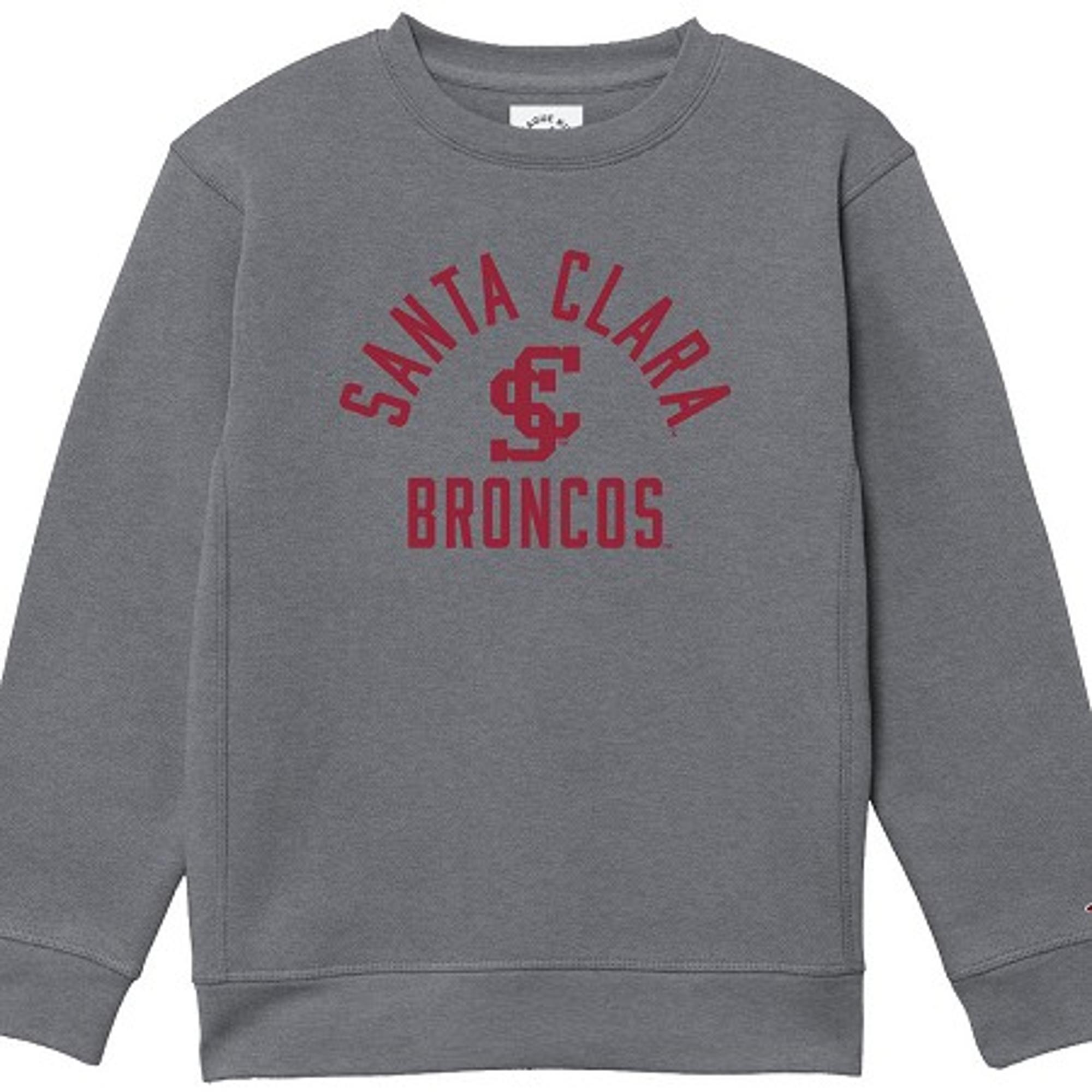 image of: Santa Clara Broncos Youth Felt Sewn Crew Sweatshirt, Graphite
