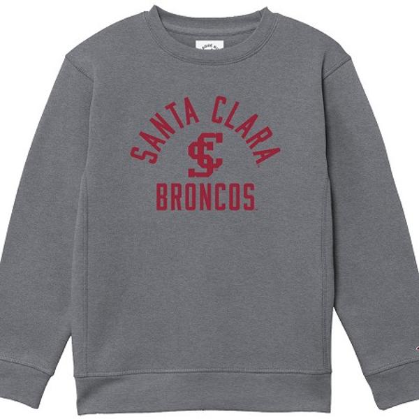 Santa Clara Broncos Youth Felt Sewn Crew Sweatshirt, Graphite; $58.98