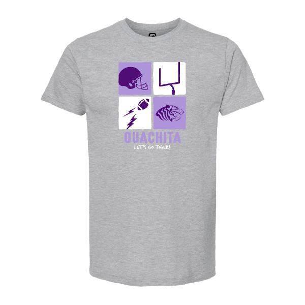 Ouachita Football Four Square Essential Short Sleeve Tee; $24.99