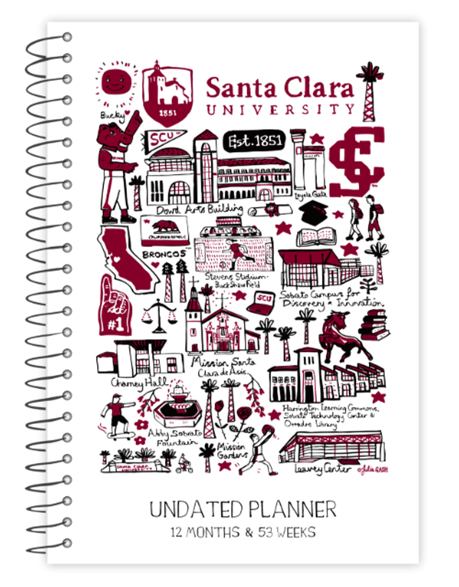 image of: Santa Clara Broncos Julia Gash Undated Academic Planner