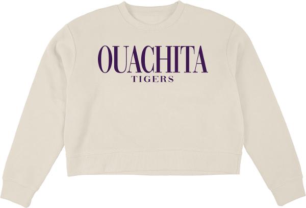 Ouachita Tigers Neat Look Cloud Fleece Midi Crew; $39.99