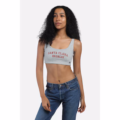 image of: Santa Clara University Women's Scoop Neck Crop Top, Heather Gray