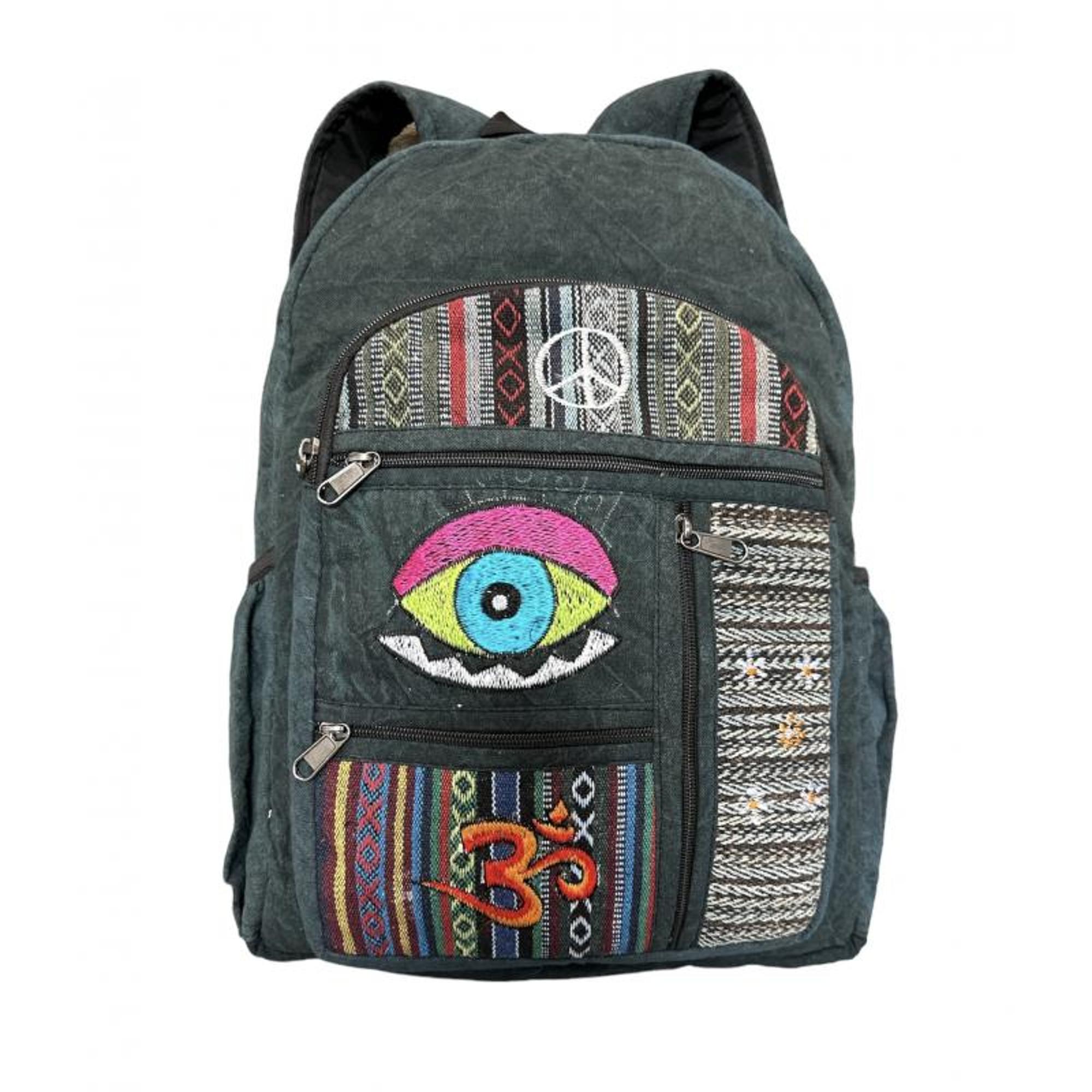 image of: Rising "Om" Cotton Hemp Backpack