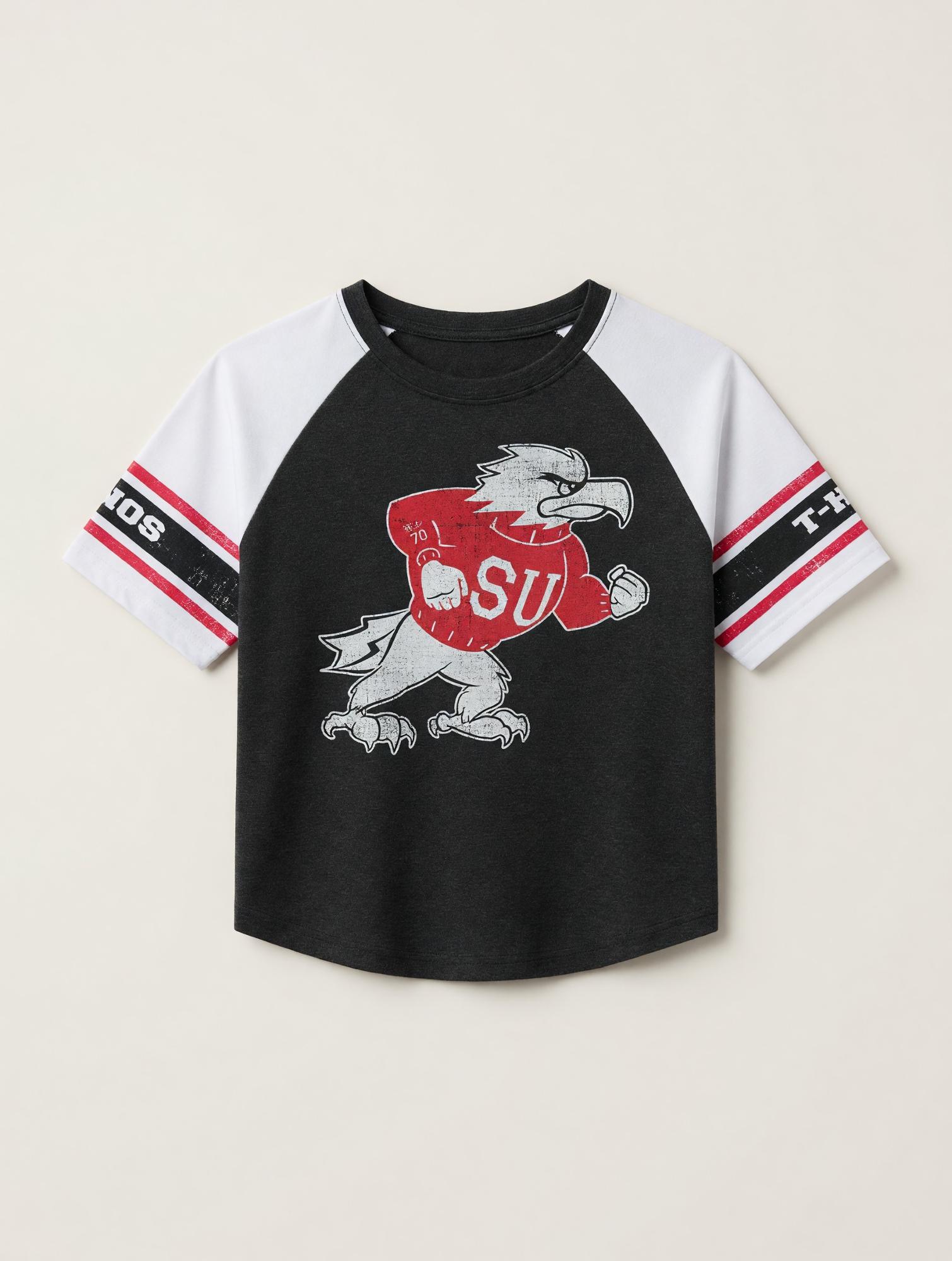 Product image 1 of 4 for COLOSSEUM WOMENS CROP TEE S/S BLACK/WHITE FIGHTING BIRD