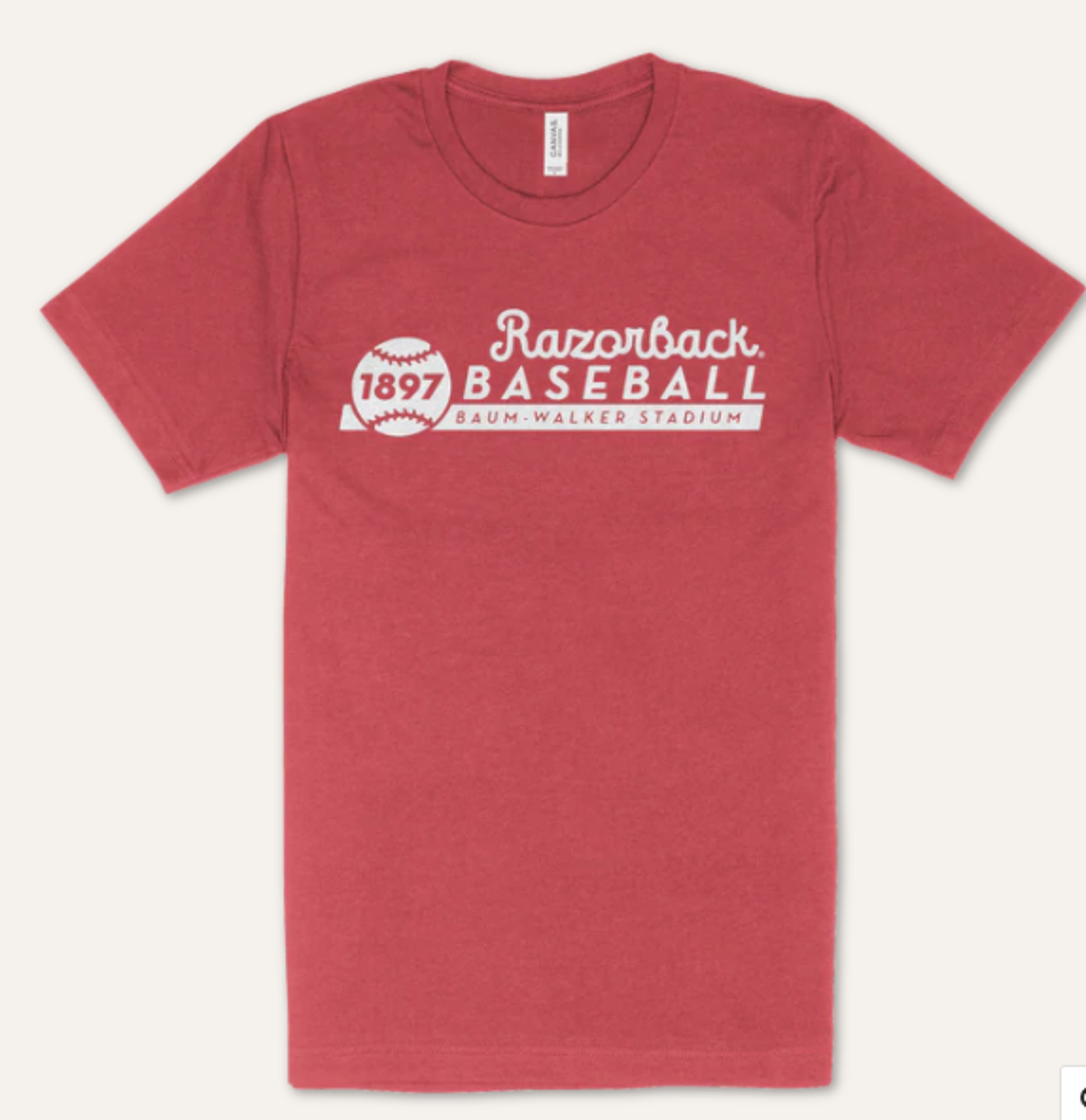 image of: Arkansas Razorbacks Script Ball Baseball Short Sleeve Tee - Red