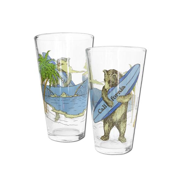 California Surfing Bear 16oz Pint Glass; $14.98