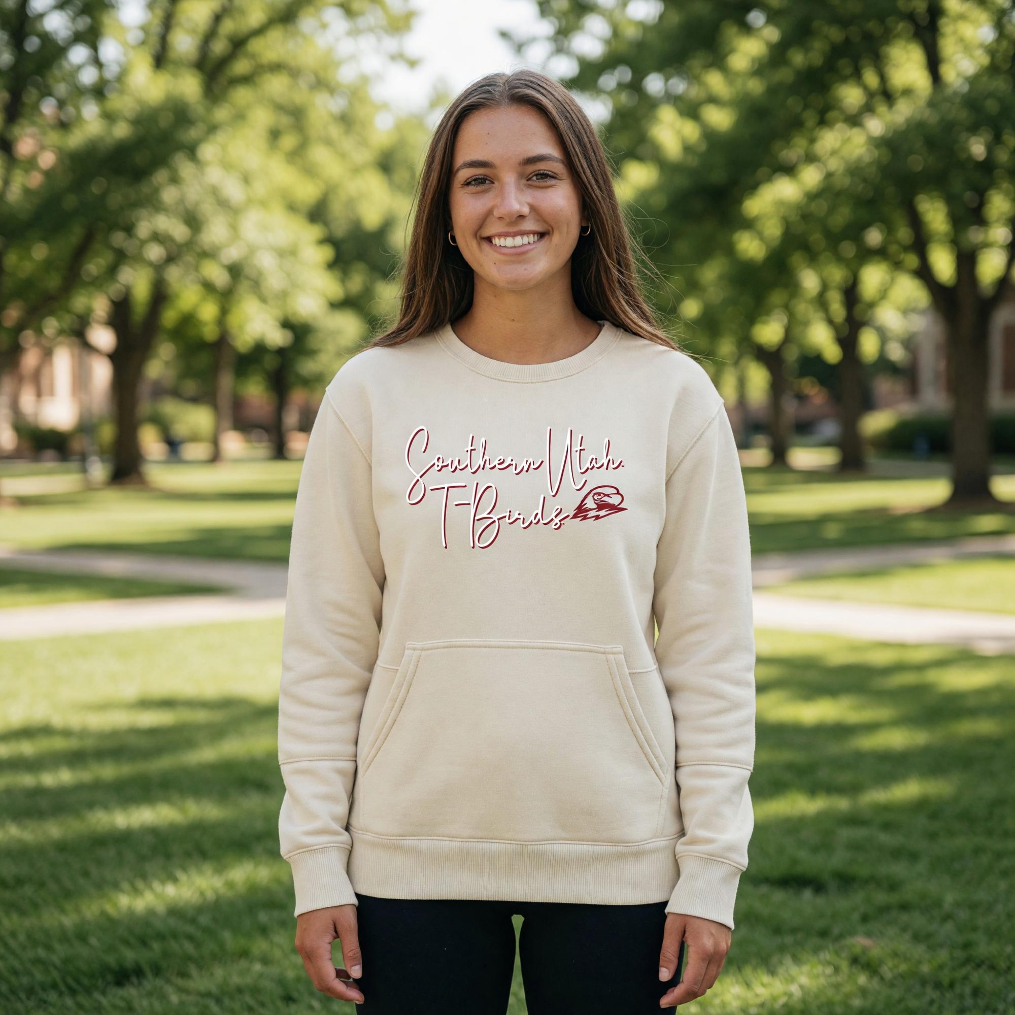 Product image 1 of 2 for MV SPORT  WOMEN CREW W/POCKET VANILLA SUU/T-BIRDS