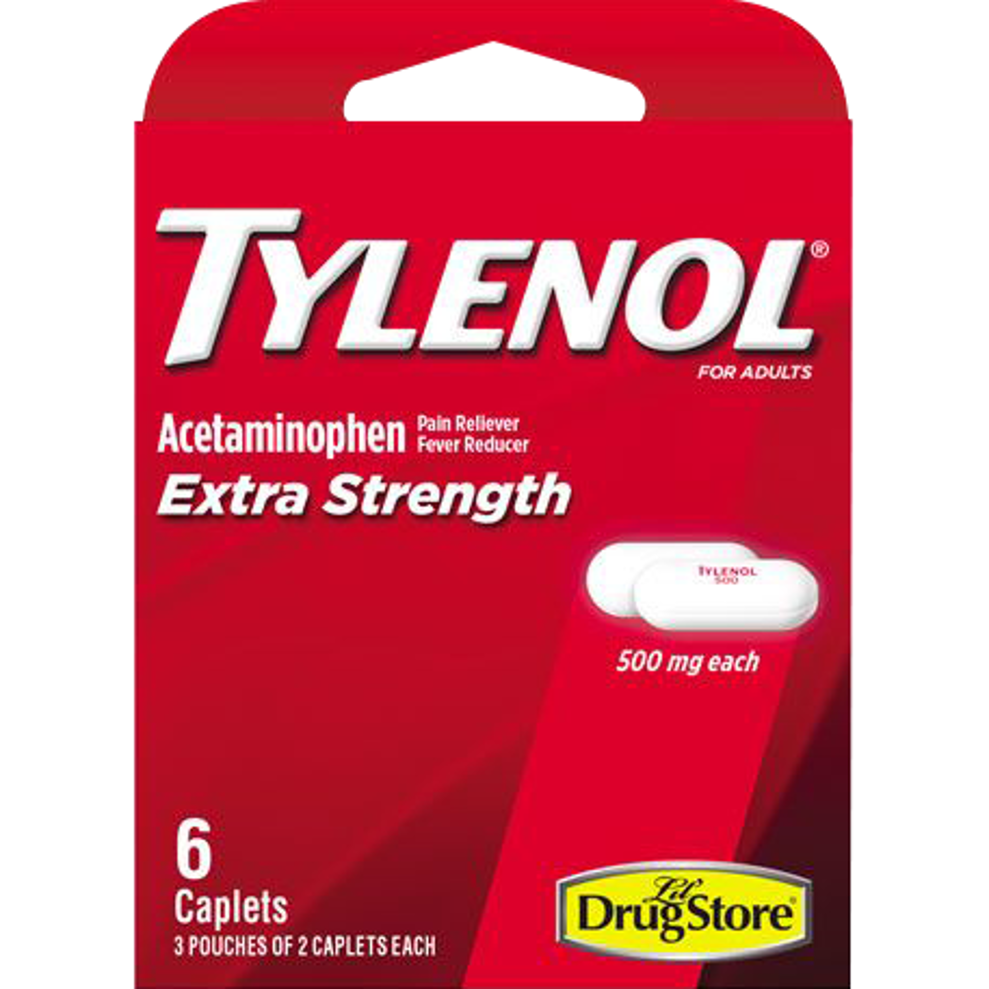 Product image 1 of 1 for Lil' Drug Store Brand Tylenol Extra Strength On-the-Go Pain Relief