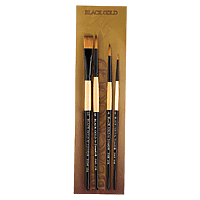 image of: Dynasty Black Gold Short Handle Wash Round Brush Set/4