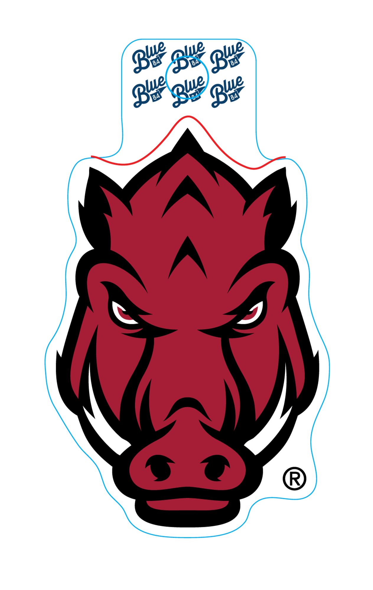 Arkansas Razorback Blue 84 Front Facing Hog Sticker