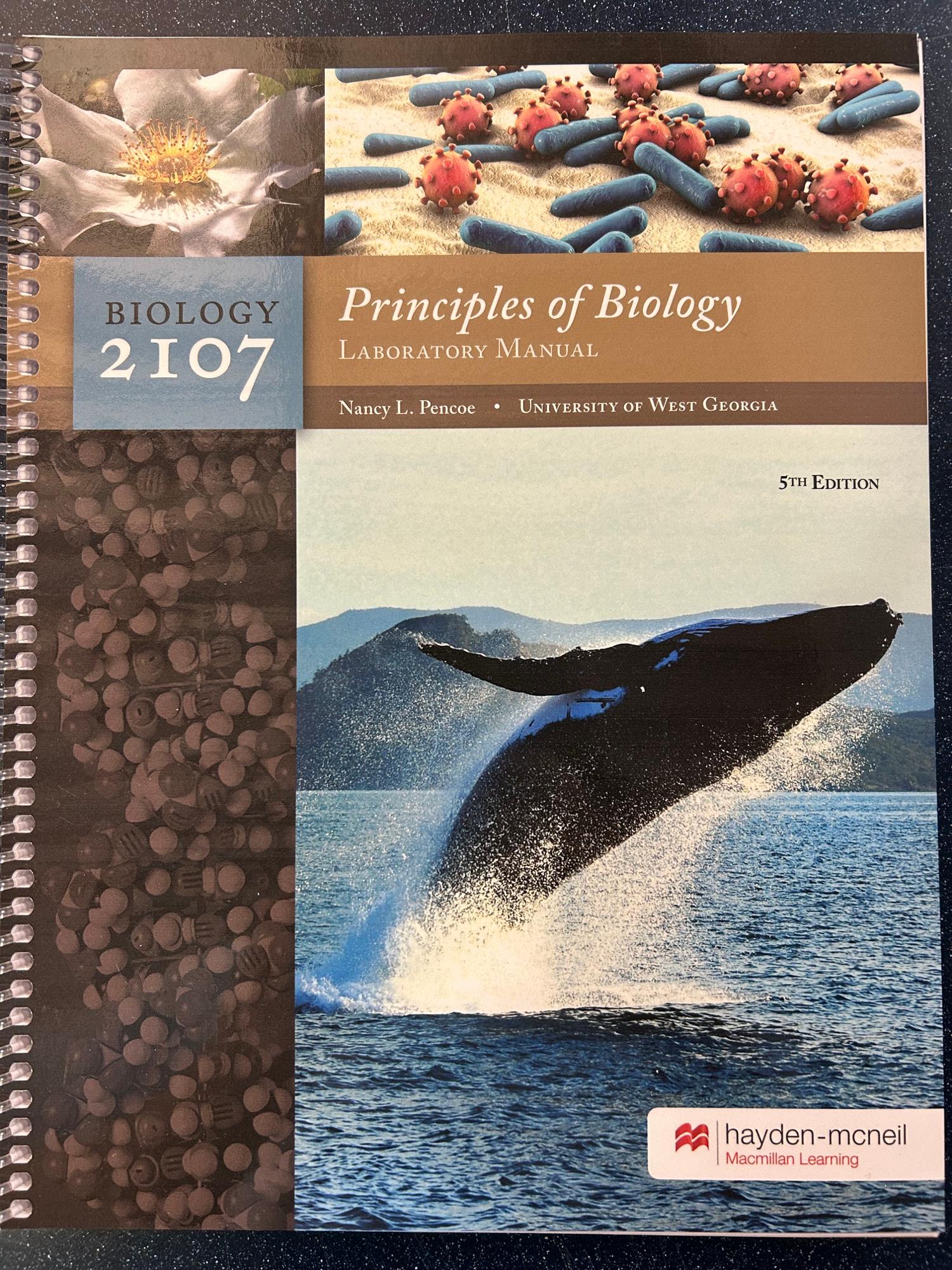 Cover image for PRINCIPLES OF BIOLOGY LAB MANUAL (BIOL 2107)