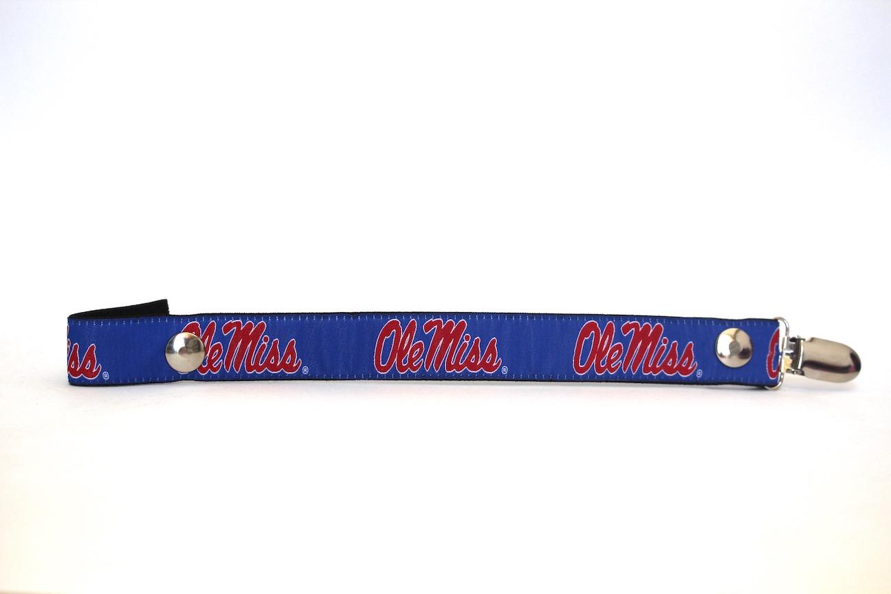 image of: Ole Miss Ribbon Pacifier Toy Holder Blue