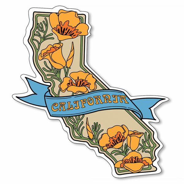 California State with Poppies Vinyl Sticker; $6.98