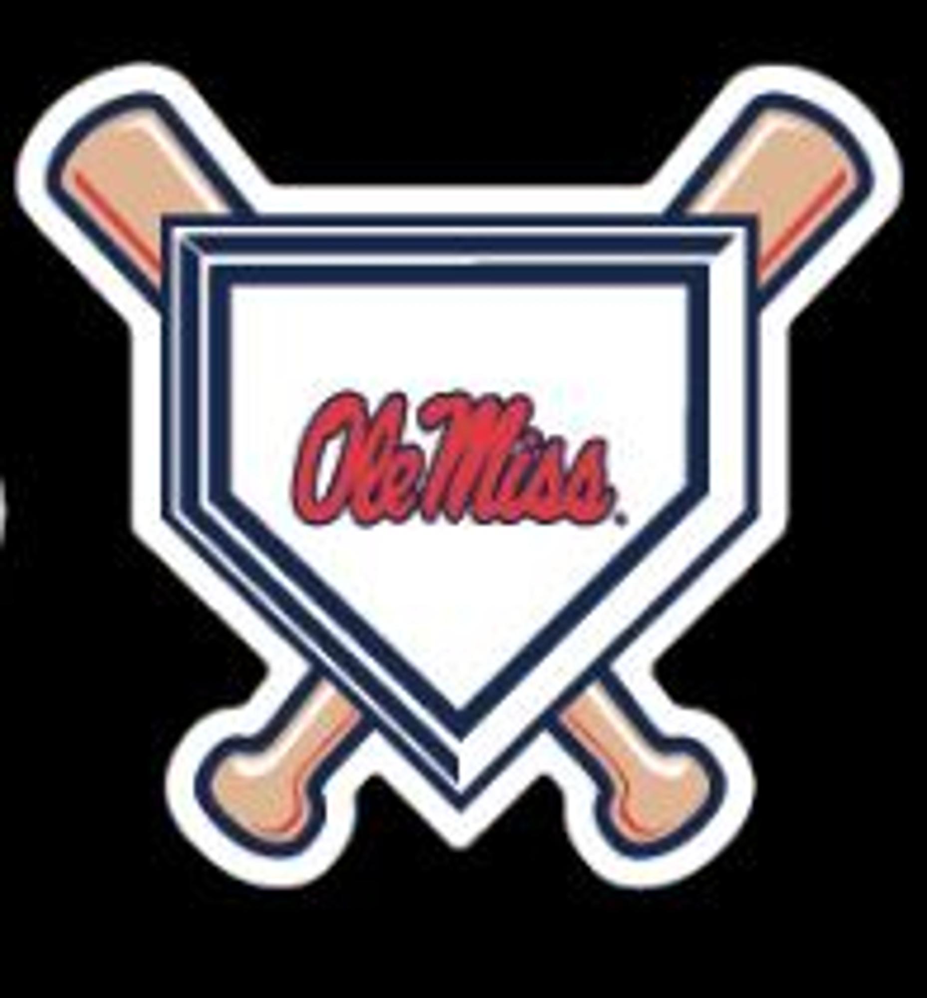 image of: Ole Miss Crossed Bats Rugged Sticker 3in