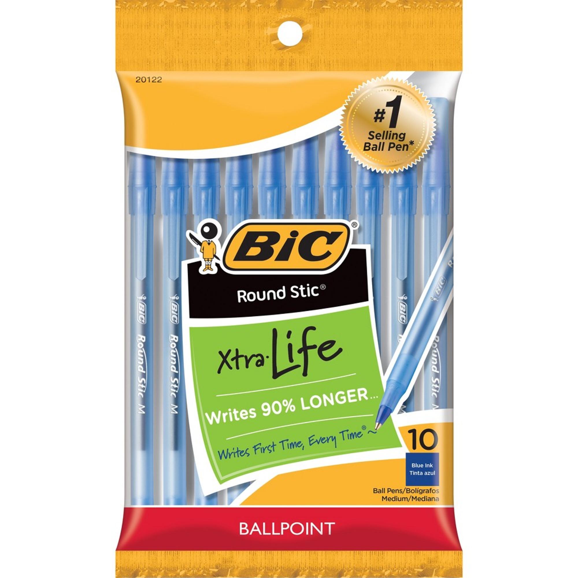 image of: BIC Round Stic Xtra Life Ballpoint Pen - Blue 1.0mm 10Pk BP