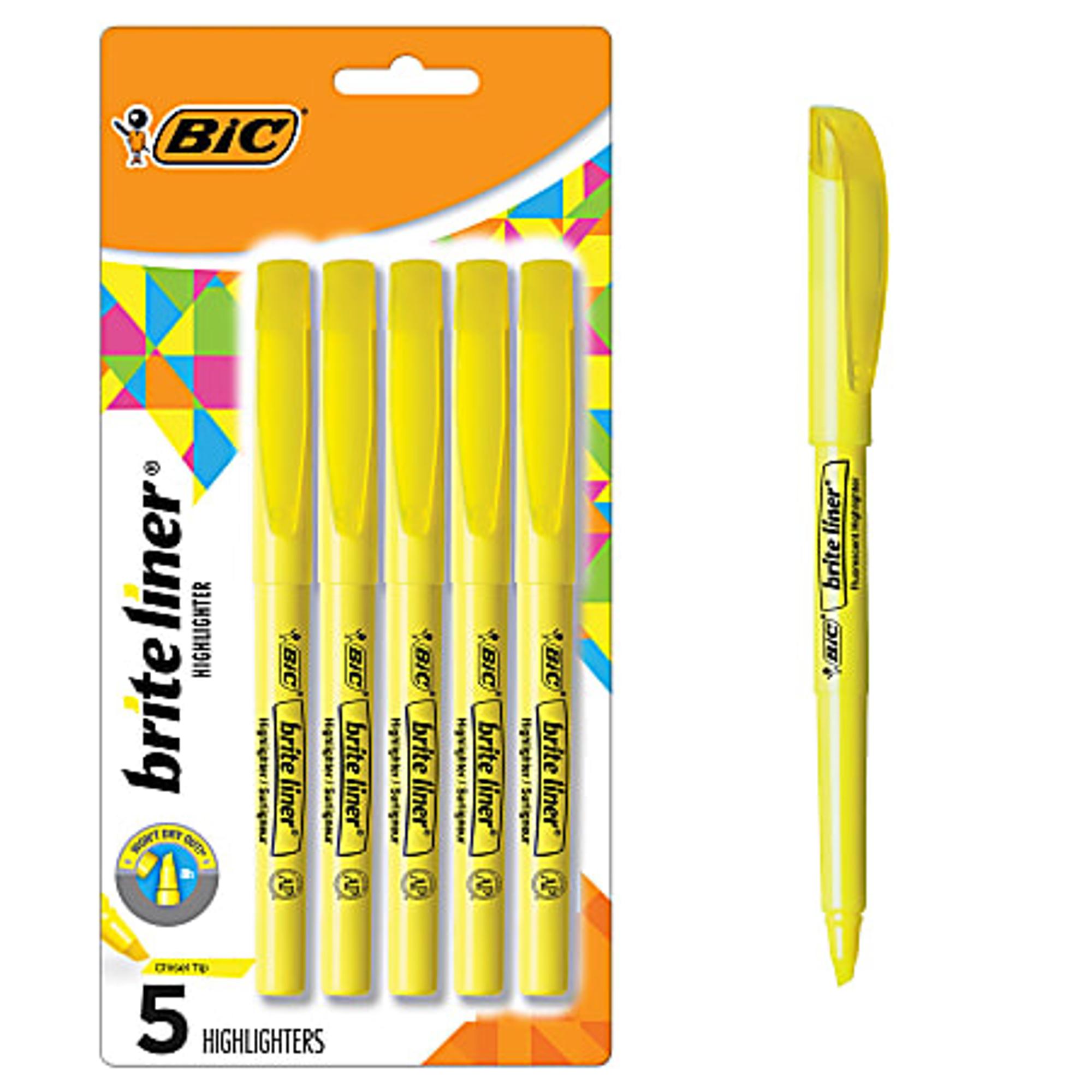 Product image 1 of 2 for BIC Brite Liner Pen Style Highlighter - Asst Chisel 5Pk BP