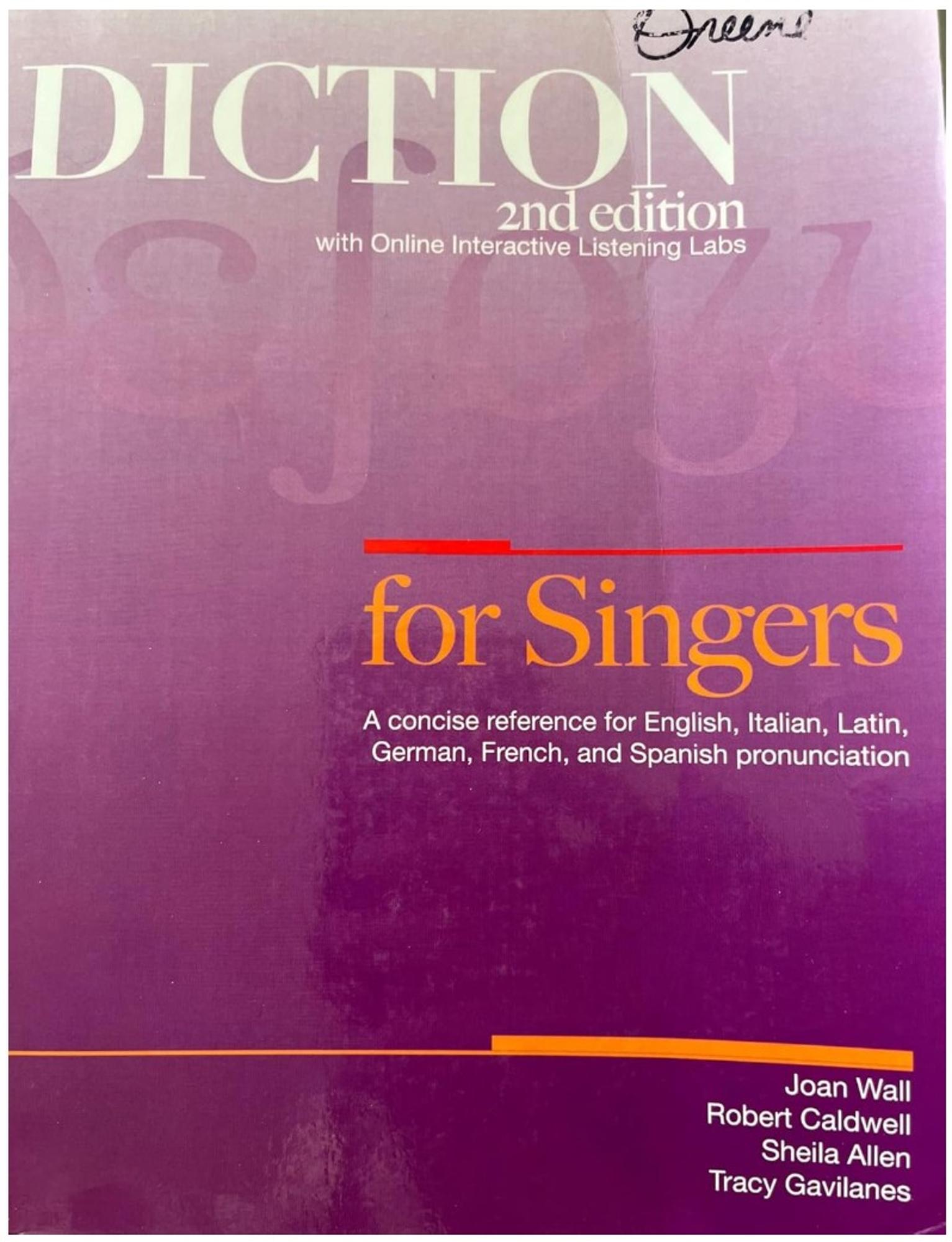 Cover image for DICTION FOR SINGERS