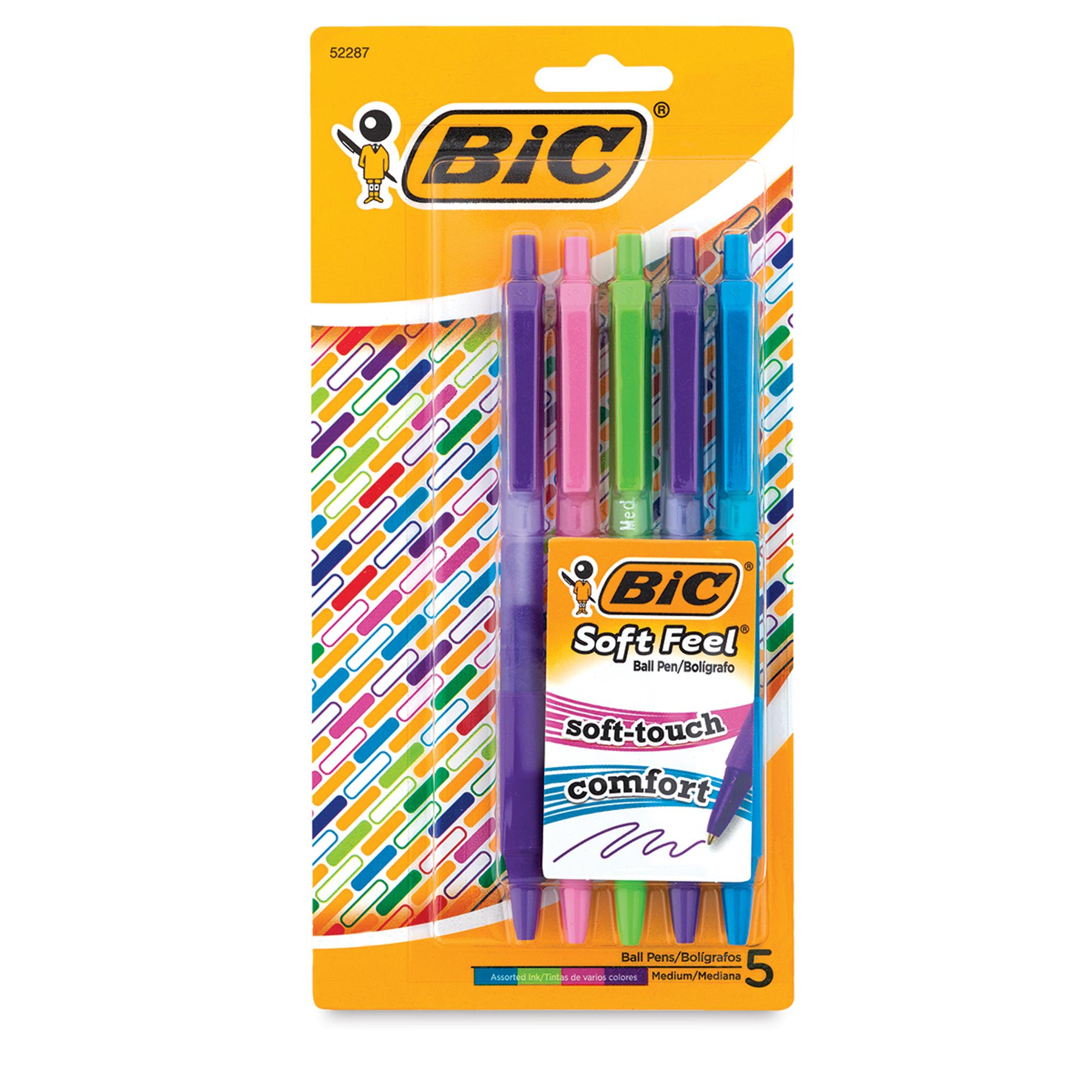 image of: -BIC Soft Feel Retractable Pen 5pk