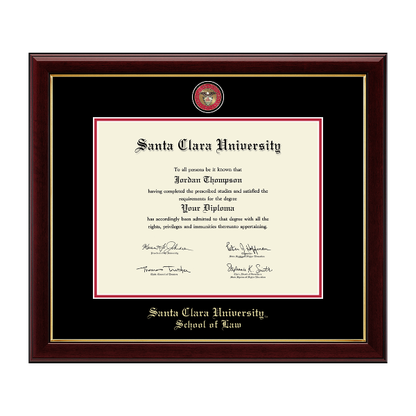 Santa Clara University 11in x 14in Masterpiece School of Law Diploma Frame, Cherry; $239.98