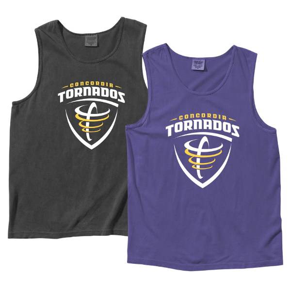 Concordia Tornados Comfort Colors Tank Top Grape and Grey; $19.99