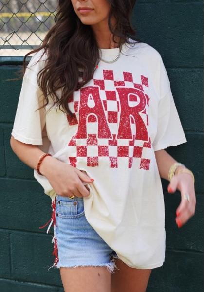 Arkansas Checkered Short Sleeve Tee; $32.00