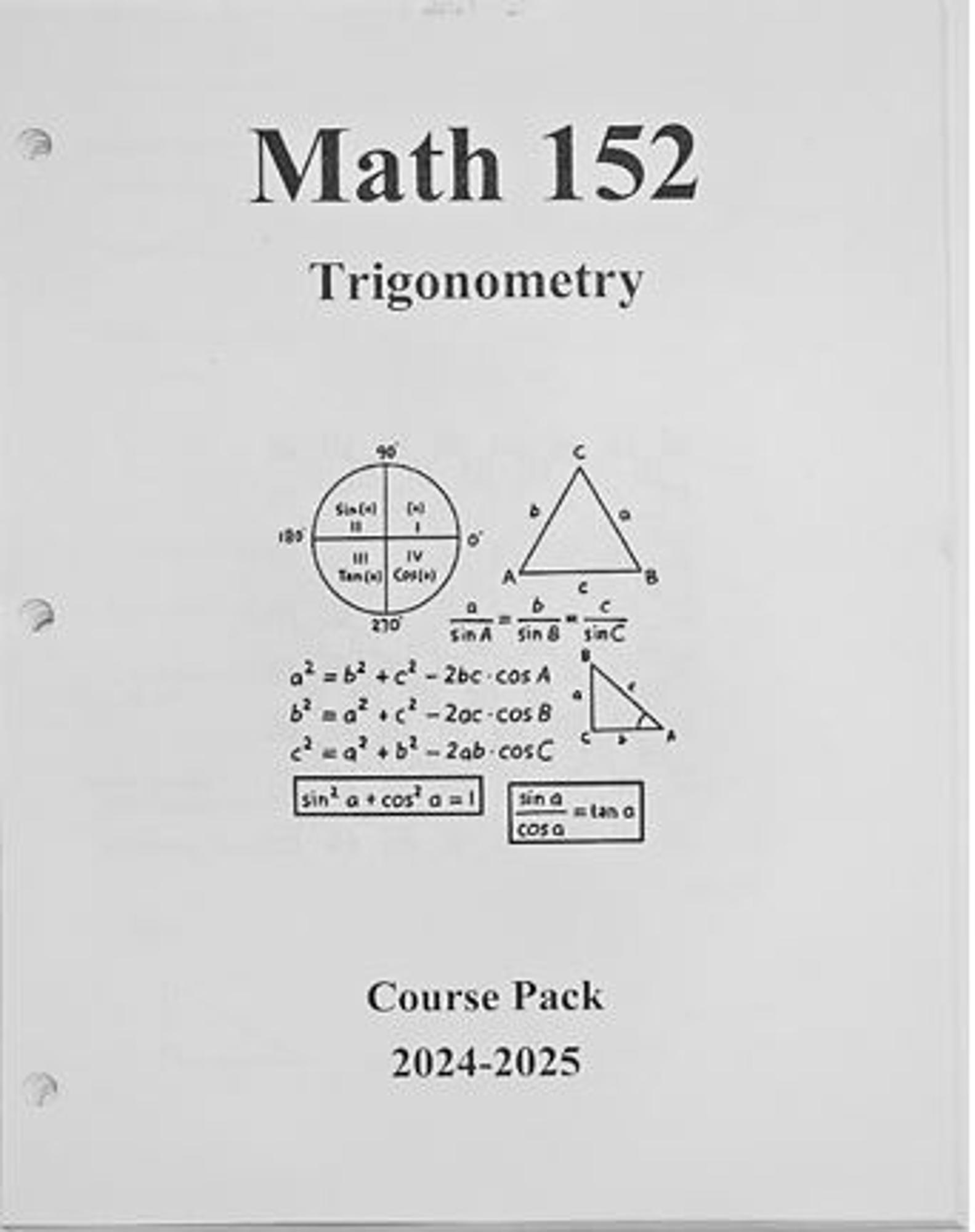 Cover image for MATH 152 Course Supplement Fall 2024