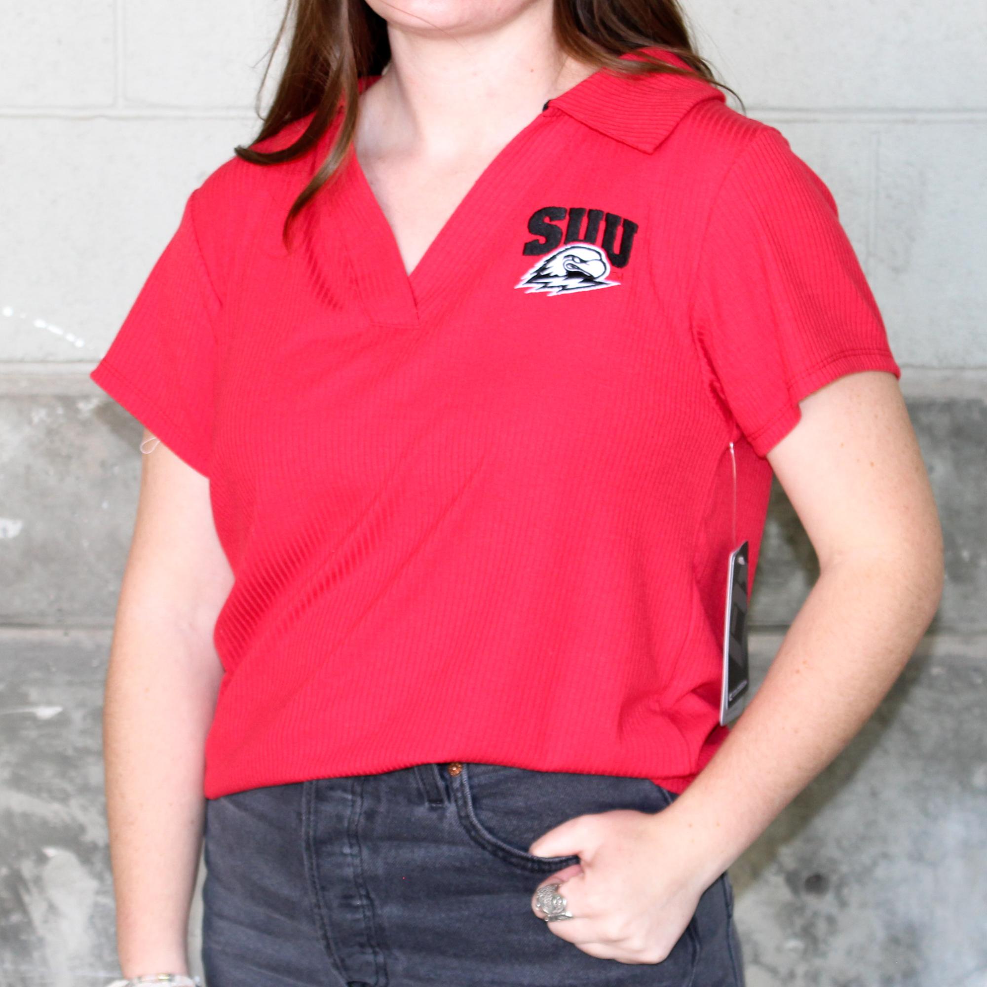 Product image 2 of 3 for COLOSSEUM WOMENS RIBBED POLO RED SUU/THOR